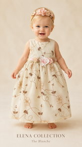 The Blanche | Vintage Embroidered Organza Baby Dress & Headband