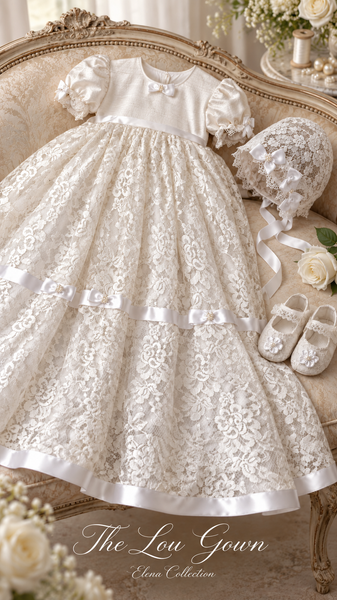 The Lou Gown | One-of-a-Kind Vintage Lace Christening Gown