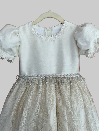THE MARTHA | ONE-OF-ONE SILK & VINTAGE LACE FLOWER GIRL DRESS