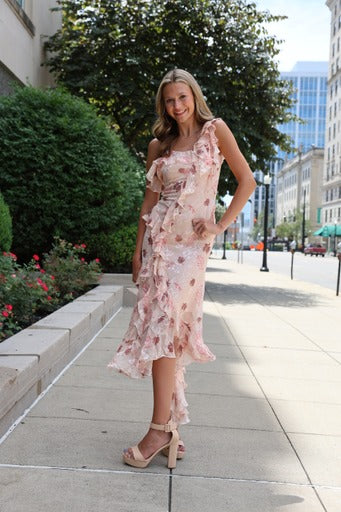 New Vintage Silk Ruffle Dress