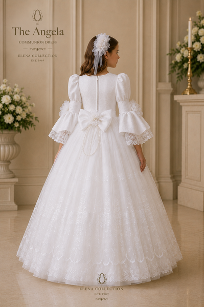 The Angela | Silk & Vintage Lace First Communion Dress