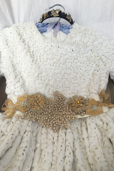 Winter Ivory Faux Fur Dress and Belt - Natasha