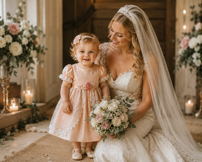 Isabella Rose Dress | One-of-a-Kind Silk Flower Girl Dress | 18 Months