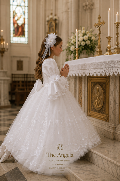 The Angela | Silk & Vintage Lace First Communion Dress