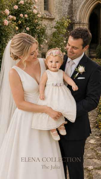 The Julia | Vintage Embroidered Organza Baby Dress & Headband