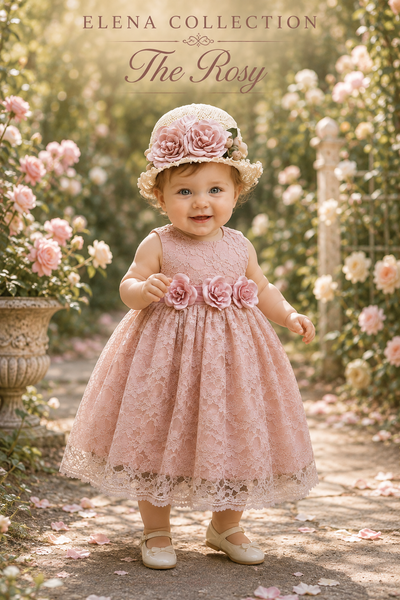 The Rosy | Vintage Lace Baby Dress & Coordinating Hat