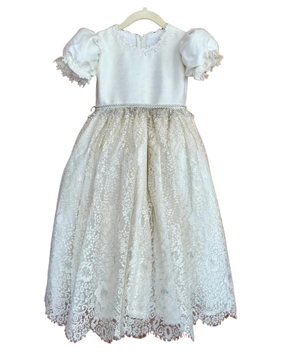 THE MARTHA | ONE-OF-ONE SILK & VINTAGE LACE FLOWER GIRL DRESS