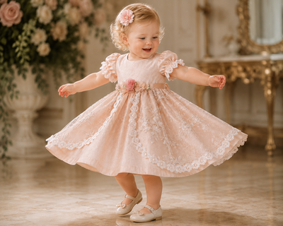 Isabella Rose Dress | One-of-a-Kind Silk Flower Girl Dress | 18 Months