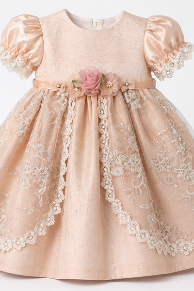 Elena Collection Isabella Rose Dress | One-of-a-Kind Silk Flower Girl Dress | 18 Months
