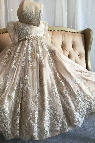 Heirloom Baby Christening Gown with Bonnet | The Georgia | Elena Collection