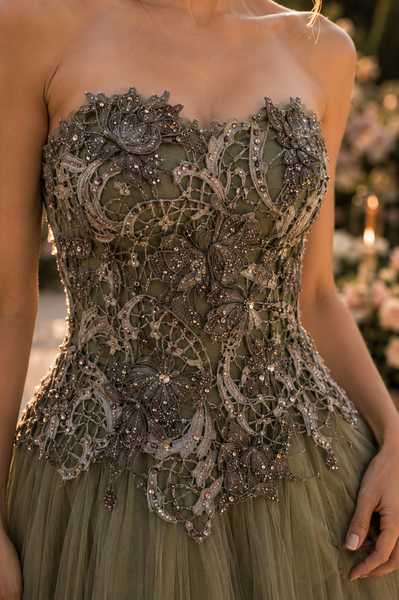 The Sage Garden Corset Gown
From the Elena Collection Archives • One of a Kind