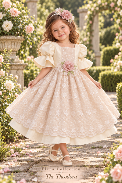 The Theodora – Couture Flower Girl Dress and Headband Set