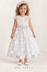 The Adela | Beaded Floral Christening & Flower Girl Dress
