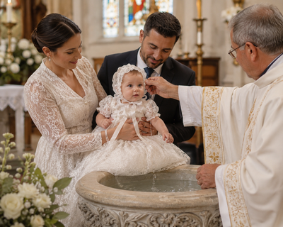 The Seraphina Gown | Heirloom Cotton Lace Christening Gown & Bonnet | Elena Collection