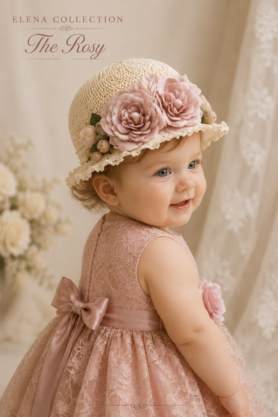 The Rosy | Vintage Lace Baby Dress & Coordinating Hat