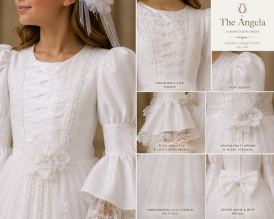 The Angela | Silk & Vintage Lace First Communion Dress