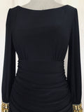 Black Ruched Long Sleeve Dress