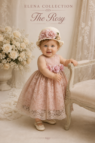 The Rosy | Vintage Lace Baby Dress & Coordinating Hat