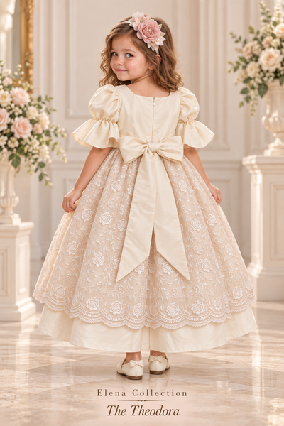 The Theodora – Couture Flower Girl Dress and Headband Set