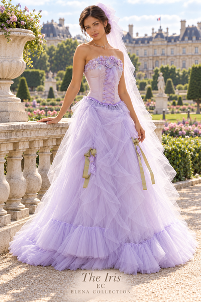 The Iris — Lavender Floral Corset & Skirt Set
