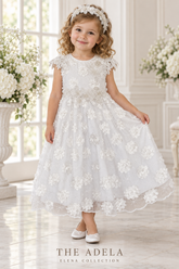 The Adela | Beaded Floral Christening & Flower Girl Dress
