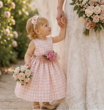 The Charlotte | Luxury Silk Gingham Flower Girl Dress | Elena Collection