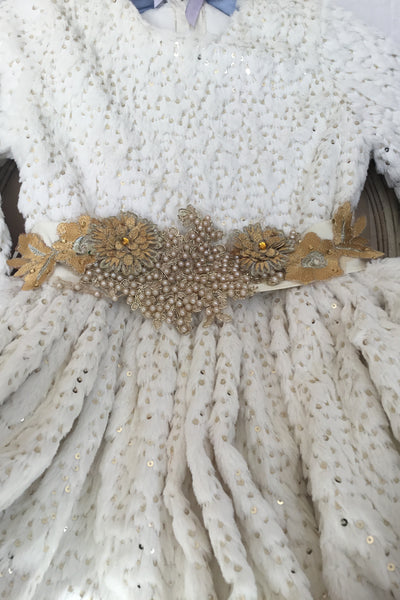 Winter Ivory Faux Fur Dress and Belt - Natasha