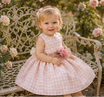 The Charlotte | Luxury Silk Gingham Flower Girl Dress | Elena Collection
