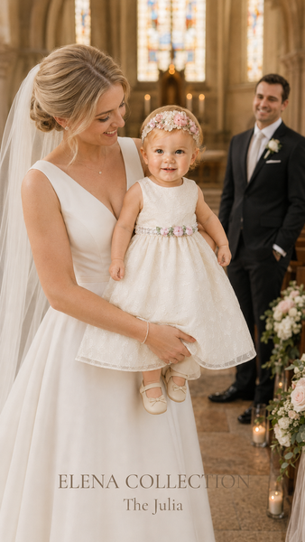 The Julia | Vintage Embroidered Organza Baby Dress & Headband