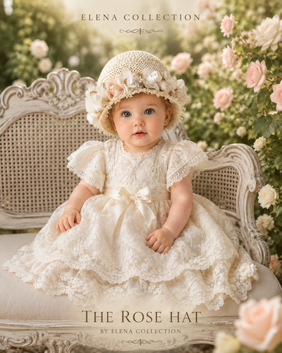 The Rose Hat | Hand-Decorated Baby Heirloom Hat