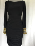 Black Ruched Long Sleeve Dress