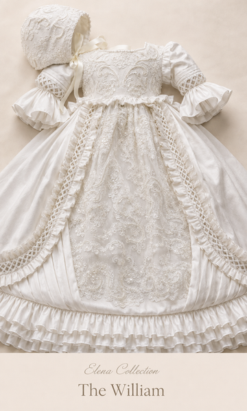 THE WILLIAM
Silk Couture Christening Gown & Bonnet