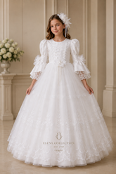 The Angela | Silk & Vintage Lace First Communion Dress