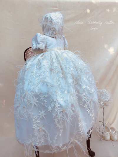 The Heather Gown & Bonnet | One-of-a-Kind Silk Christening Ensemble