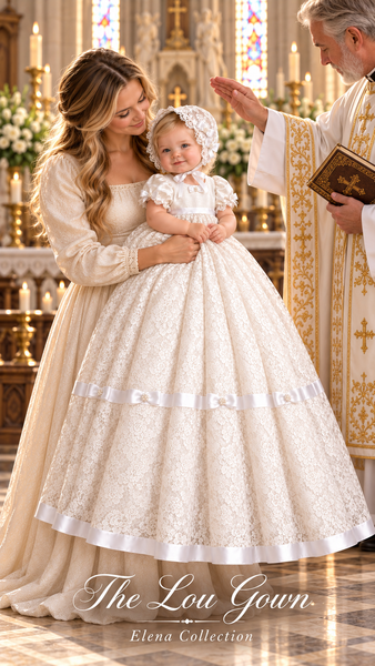 The Lou Gown | One-of-a-Kind Vintage Lace Christening Gown