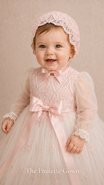 The Paulette Gown | Limited-Edition Embroidered Lace Christening Ensemble