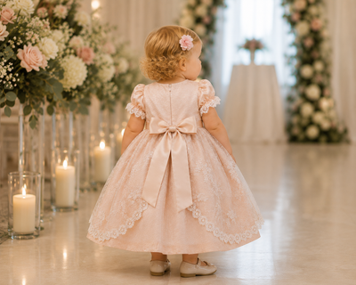 Isabella Rose Dress | One-of-a-Kind Silk Flower Girl Dress | 18 Months
