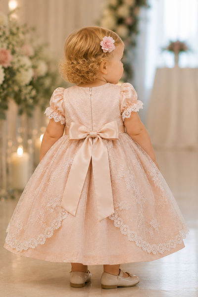 Elena Collection Isabella Rose Dress | One-of-a-Kind Silk Flower Girl Dress | 18 Months