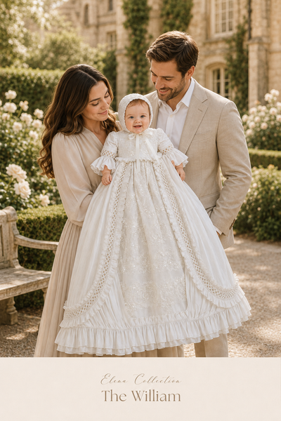 THE WILLIAM
Silk Couture Christening Gown & Bonnet