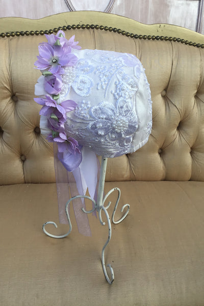 Lavender - Lace Baby Bonnet