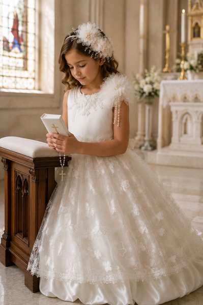 The Marie | Archive Couture Communion Dress & Headpiece