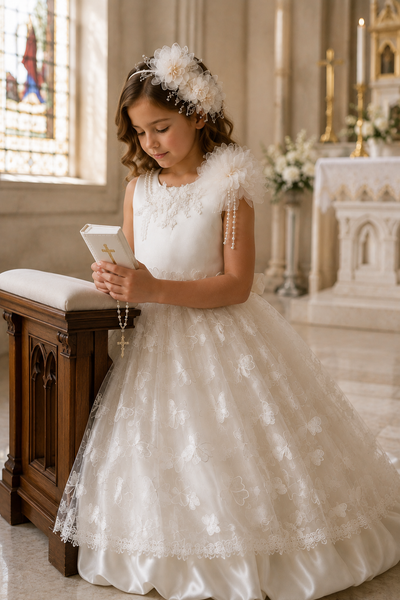 The Marie | Archive Couture Communion Dress & Headpiece