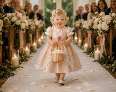 Isabella Rose Dress | One-of-a-Kind Silk Flower Girl Dress | 18 Months