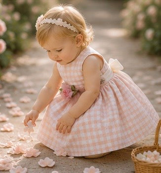 The Charlotte | Luxury Silk Gingham Flower Girl Dress | Elena Collection