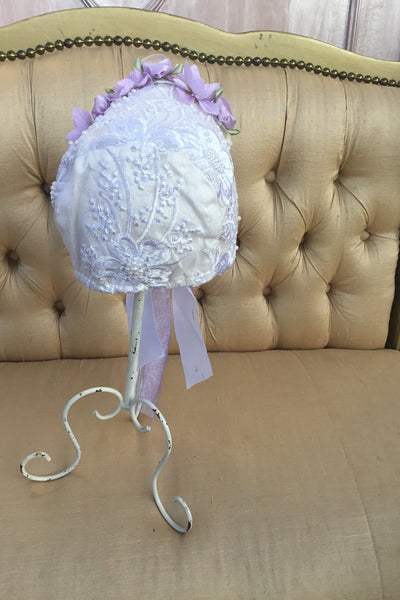 Lavender - Lace Baby Bonnet