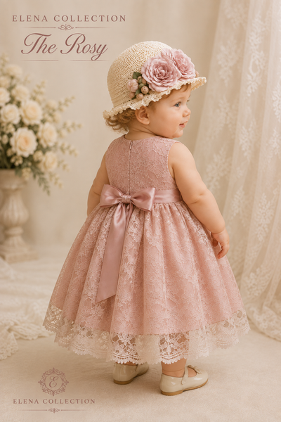 The Rosy | Vintage Lace Baby Dress & Coordinating Hat