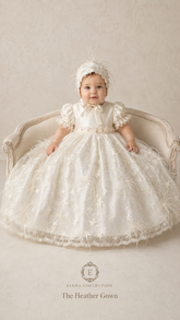 The Heather Gown & Bonnet | One-of-a-Kind Silk Christening Ensemble