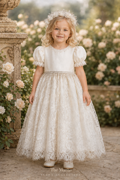 THE MARTHA | ONE-OF-ONE SILK & VINTAGE LACE FLOWER GIRL DRESS