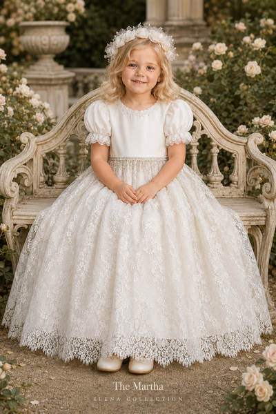 THE MARTHA | ONE-OF-ONE SILK & VINTAGE LACE FLOWER GIRL DRESS