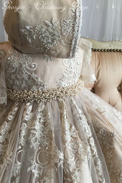 Heirloom Baby Christening Gown with Bonnet | The Georgia | Elena Collection